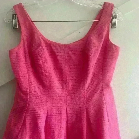 Nine West Fit & Flare Cocktail Pink Hot Lined Dress  Short size 4 - Picture 6 of 9